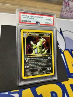 Pokemon TCG Neo Discovery 12 Tyranitar Holo 2001 PSA 10 GEM MINT Swirl on fist! - Image 4