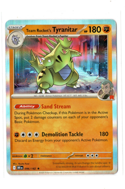 Pokemon TCG Team Rocket's Tyranitar 096/182 Destined Rivals Holo Pack Fresh - NM - Image 1