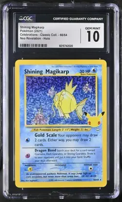 CGC 10 Shining Magikarp 66/64 Pokemon Celebrations Classic 2021 English - Image 1