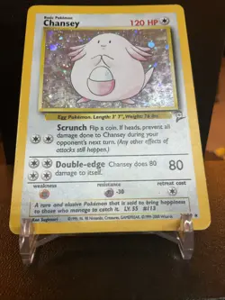 Vintage Holographic WOTC Pokemon Card - Chansey 3/130 - Original Base Set #2 B - Image 1