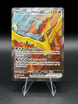 Team Rocket’s Moltres Ex 208/182 Destined Rivals Pokemon Full Art holo card NM - Image 1
