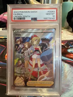 2023 POKEMON SWORD & SHIELD CROWN ZENITH #GG63 FULL ART/IRIDA PSA 10 - Image 1