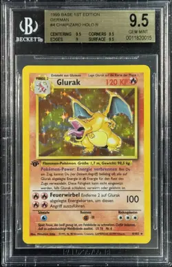 *1999 Pokemon Base Set 1st Edition German Holo Charizard Glurak - Image 1