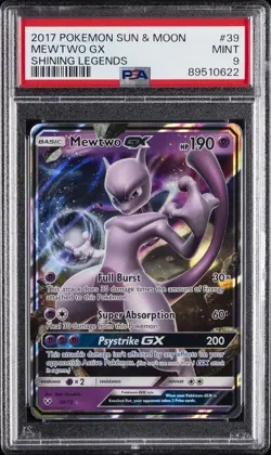 2017 POKEMON SUN & MOON SHINING LEGENDS #39 MEWTWO GX PSA 9 - Image 1