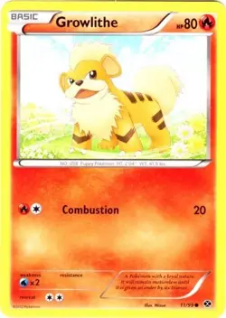 Pokemon - Growlithe - 11/99 - Common - BW - Next Destinies - NM - Image 1