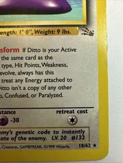 Ditto 18/62 Fossil Rare Pokemon TCG LP/NM Wotc Non Holo - Image 5