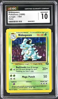 CGC 10 GEM MINT Nidoqueen Jungle 7/64 Holo 1999 Pokemon Card psa - Image 1