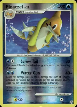 Floatzel 26/130 Rare Reverse Holo DP Diamond and Pearl Base Pokemon - Image 1