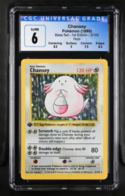 1999 POKEMON BASE SET 1st Edition #3/102 CHANSEY HOLO CGC 6 - Image 1