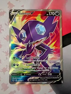 Pokemon TCG Sableye V (Full Art) 194/202 Swsh01: Sword & Shield Holo NM 2020 - Image 1