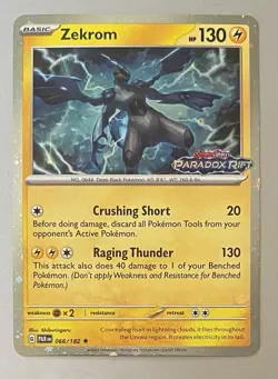 2023 Pokemon TCG Zekrom 066/182 SV04 Paradox Rift Stamped Promo Cosmos Holo NM-M - Image 1