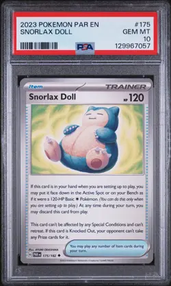 2023 POKEMON PAR EN-PARADOX RIFT #175 SNORLAX DOLL PSA 10 - Image 1