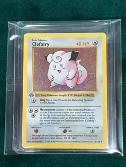 1999 Pokemon Base Set 1st Edition Shadowless Clefairy #5/102 - Rare Holo Card - Image 3