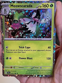 POKEMON MEOWSCARADA 015/198 RARE COSMOS HOLOFOIL SCARLET & VIOLET BASE NM CARD - Image 1