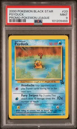 PSA 9 2000 Psyduck 20 Black Star Promo League Pokemon Card - Mint! - Image 1