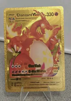 Pokemon Charizard VMAX 330hp Gold Foil Fan Art Collector Card TCG - Image 1