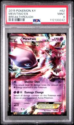 Pokemon TCG 2015 Mewtwo Ex Pokemon XY Breakthrough #62 PSA 9 - Image 1