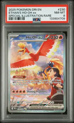 2025 POKEMON DRI EN-DESTINED RIVALS #230 ETHAN'S HO-OH EX PSA 8 - Image 1