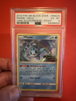 Pokemon TCG: Phione SM220 PRE RELEASE STAFF STAMPED Cosmic Eclipse Promo - Image 3