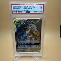 PSA 8 2019 Pokemon SM Cosmic Eclipse Reshiram Zekrom Tag Team GX 222/236 - Image 1