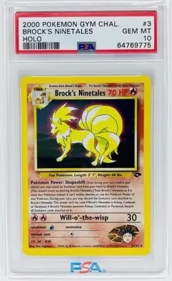Pokemon Brock's Ninetales #3/132 Gym Challenge Holo Rare PSA 10 - Image 1