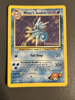 Pokemon TCG Misty's Seadra Holo Rare Gym Heroes Prerelease - Image 1