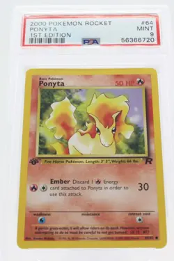 PSA 9 MINT 2000 Pokemon Team Rocket #64 Ponyta 1st Edition !!! - Image 1