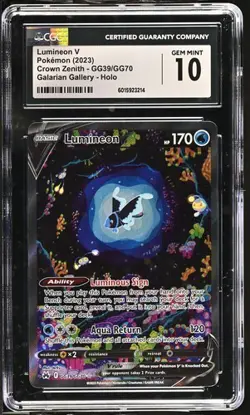 2023 POKEMON CROWN ZENITH GALARIAN GALLERY #GG39 LUMINEON V CGC 10 GEM MINT - Image 1