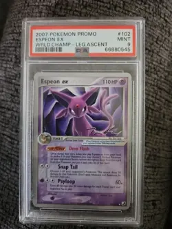 2007 Pokemon Promo Espeon EX World Champ Leg.Ascent 102/115 PSA 9 - Image 1