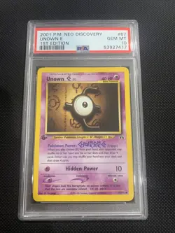 2001 Pokemon 1st Edition Neo Discovery Unown E #67 PSA 10 - Image 1