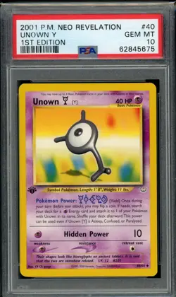 PSA 10 Unown (Y) 40/64 Neo Revelation 1st Edition 2001 Pokemon - Image 1