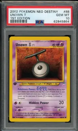 PSA 10 Unown (T) 88/105 Neo Destiny 1st Edition 2002 Pokemon - Image 1
