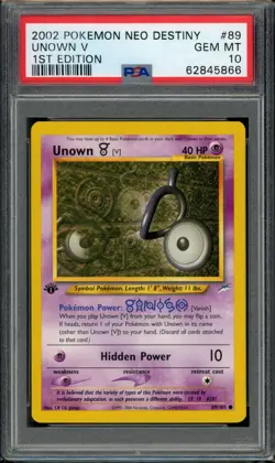 PSA 10 Unown (V) 89/105 Neo Destiny 1st Edition 2002 Pokemon - Image 1