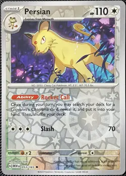 Persian 053/165 Sv: Scarlet & Violet 151 Reverse Holo - Pokemon Card - Image 1
