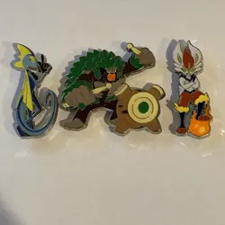 Pokemon Crown Zenith Enamel Pin Collection Set of 3 Cinderace Rillaboom Inteleon - Image 1