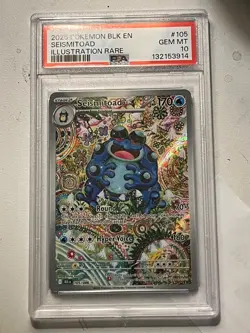 2025 Pokemon Black Bolt English Illustration Rare Seismitoad 105/086 PSA 10 - Image 1