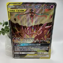 Pokemon TCG Jumbo Espeon & Deoxys GX SM240 Black Star Promo Card 2020 - Image 1
