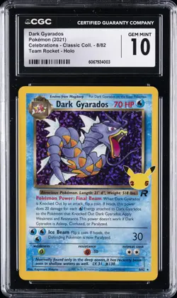 2021 POKEMON TEAM ROCKET HOLO #8/82 DARK GYARADOS CGC 10 GEM MINT - Image 1