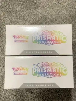 Pokemon Scarlet & Violet: Prismatic Evolutions Sealed Elite Trainer Box LOT of 2 - Image 5