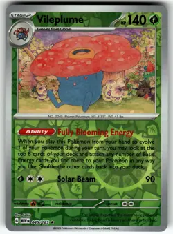Vileplume 045/165 SV: Scarlet & Violet 151 Reverse Holo NM Pokemon Card TCG - Image 1