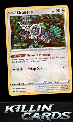 Oranguru 148/202 Pokemon Holo Rare SWSH01: Sword & Shield Base Set Card LP - Image 1