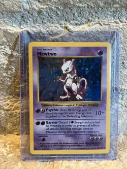 SHADOWLESS MEWTWO Base Set Holographic 10/102 Pokemon Card HOLO RARE 1995 - Image 1