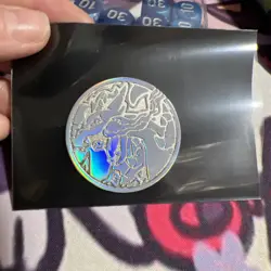 Pokemon Mega Charizard X UPC Metal Silver Coin, Play Mat, and Dice Only - Image 2