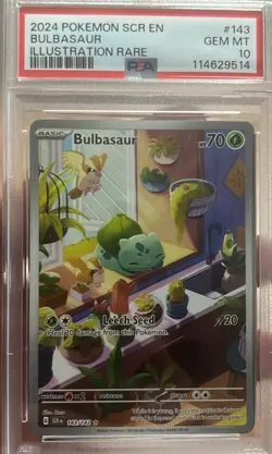 Bulbasaur 143/142 Pokemon Sv07: Stellar Crown Illustration Rare PSA 10 - Image 1