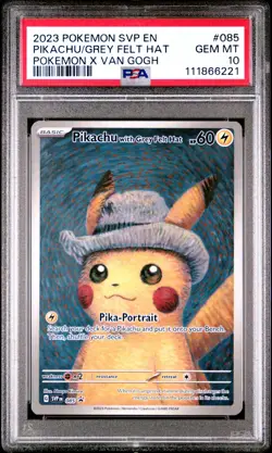 2023 POKEMON SVP EN-SV BLACK STAR PROMO #085 PIKACHU WITH GREY FELT HAT PSA 10 - Image 1