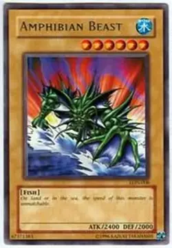 Yugioh! Amphibian Beast - LON-008 - Rare - 1st Edition Near Mint, English - Image 1