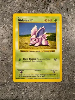 Pokemon TCG Cards SHADOWLESS Base Set Nidoran (M) 55/102 - Image 1