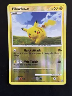Pikachu 70/100 Majestic Dawn Reverse Holo 2008 Pokemon Card LP - Image 1