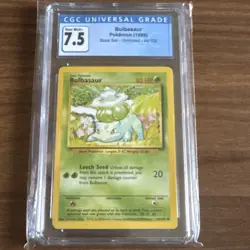 CGC Near Mint + Pokemon Card 1999 Base Set Bulbasaur 44/102 7.5 grade - Image 1