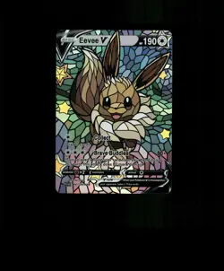 FAN-ART READ DESCRIPTION BELOW HOLO EEVEE Card Stained Glass Pokemon Card p1 - Image 1